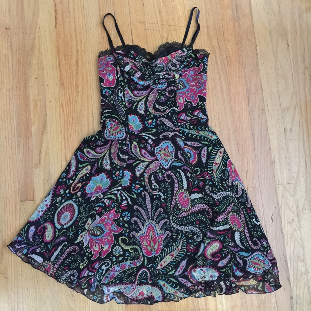 ABS Paisley Silk Chiffon Corset Dress 6